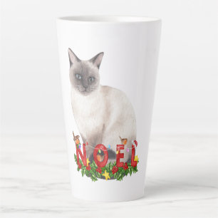 Noël Chat Siamese Aquarelle Latte Mug