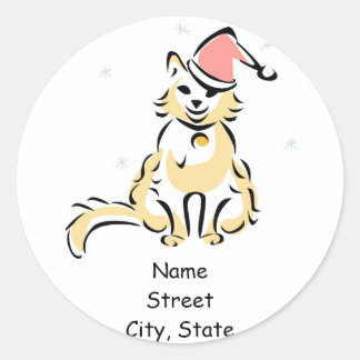Noël Chaton/Chat Étiquette de adresse de vacances