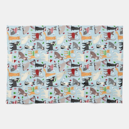Noël Chats Serviette de cuisine (Horizontal)