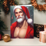 Noël chaud Père Noël<br><div class="desc">Hot Christmas Santa Claus - cartes de voeux gay de vacances de Ricaso. Doté d'un beau et magnifique homme à la poitrine nue avec barbe grise portant un chapeau de Père Noël</div>