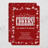 Noël Cheers Snowflakes Fête Invitation (Devant / Derrière)