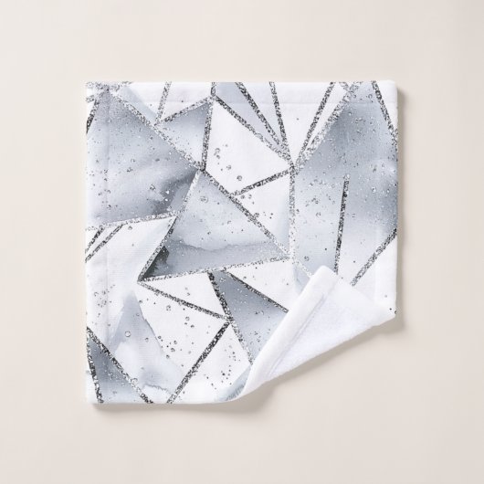 Noël Chic Silver White Triangles (Gant de toilette)