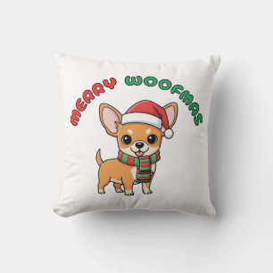 Noël Chihuahua Coussin : Joyeux Woofmas