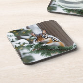 Noël Chipmunk Dessous de verre en plastique (Côté gauche)