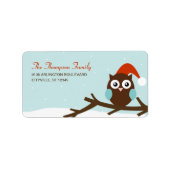 Noël Chouette Étiquette de adresse de vacances (Devant)