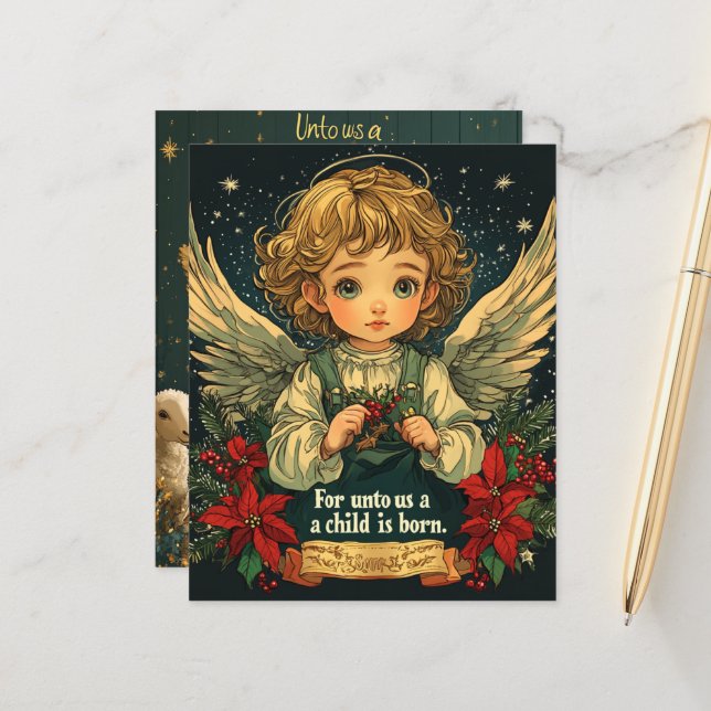 Noël Christ Enfant Bible Verset Scrapbook Papier (Devant/Arrière en situation)