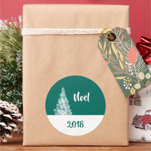 Noel Christmas Tree Voeg uw jaar of tekst toe Ronde Sticker