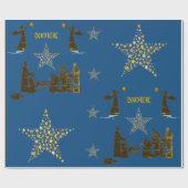 Noel Classic Blue Holiday Wrapping Paper Cadeaupapier (Vlak)
