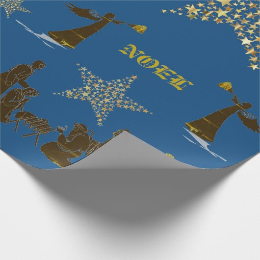 Noel Classic Blue Holiday Wrapping Paper Cadeaupapier (Hoek)