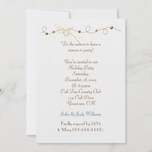 Noël Coastal thème fête invitation (Dos)