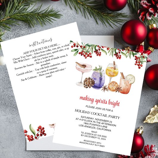 noël Cocktail férié Invitation