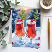 Noël Cocktails Watercolor Carte postale