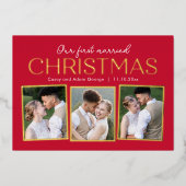 Noël Collage VRAI FOIL Carte photo de vacances (Recto)