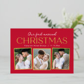 Noël Collage VRAI FOIL Carte photo de vacances (Debout devant)