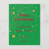 Noël confetti or étoiles vert rouge carte postale (Devant)