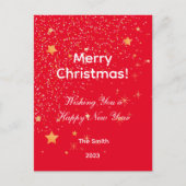Noël confetti or étoiles vert rouge carte postale (Devant)