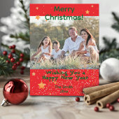 Noël confetti or vert photo rouge carte postale