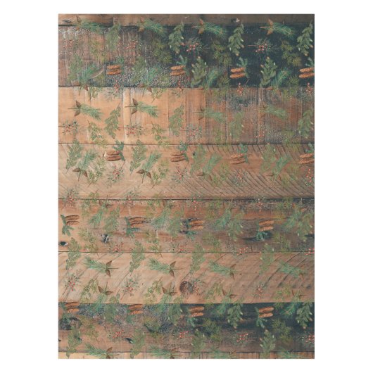 Noël Conifères Rustiques Pine Bois Nappe (Devant)