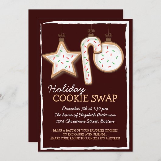 Noël Cookie Swap Invitation de vacances (Devant / Derrière)