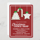 Noël Cookie Swap (rouge) Fête Invitation (Devant / Derrière)