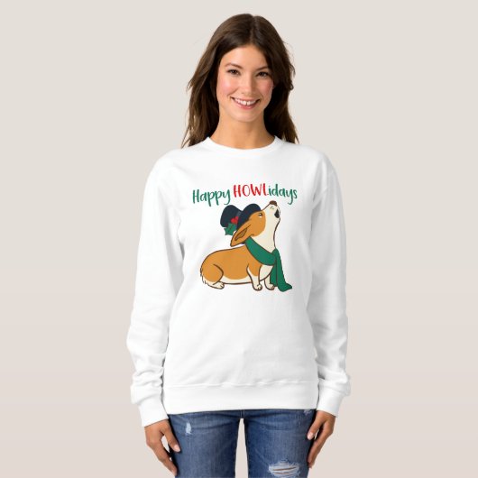 Noël Corgi Chanter Sweatshirt (Devant entier)