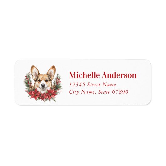 Noël Corgi Chien Retourner l'adresse Étiquettes (Devant)