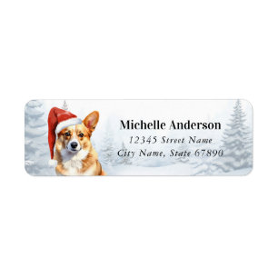 Noël Corgi Chien Retourner l'adresse Étiquettes