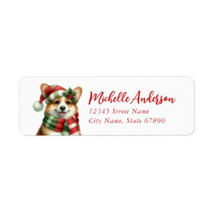 Noël Corgi Chien Retourner l'adresse Étiquettes