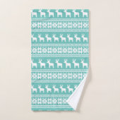 Noël Côte Turquoise Flamme de neige Reindeer Motif (Serviette à main)