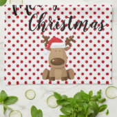 Noël Cuisine Serviette Reindeer Polka Dot Polkado (Plié)