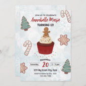 Noël Cupcake Invitation Anniversaire (Devant / Derrière)