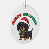 Noël Dachshund Ornement noir : Joyeux Woofmas (Droite)