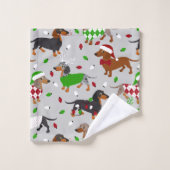 Noël Dachshund Tous les manteaux (Gant de toilette)
