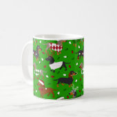 Noël Dachshund Tous les manteaux Café Mug (Devant gauche)