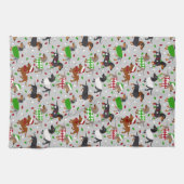 Noël Dachshund Tous les manteaux Serviette de cuis (Horizontal)