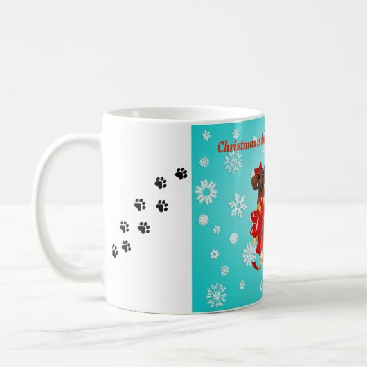 Noël Dachshunds Café Mug (Gauche)