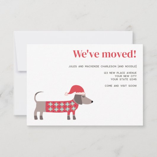 Noël Dachsund Chien Moving Faire-part (Devant)