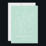 Noël dans la ville Carte de vacances - Mint<br><div class="desc">Carte de vacances moderne avec une illustration minimaliste. Parfait pour les entreprises et les citadins !</div>
