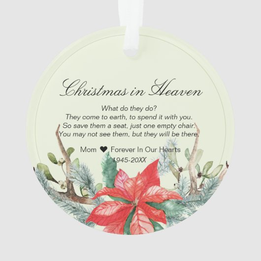 Noël dans le ciel mémorial Keepsaké (dos)