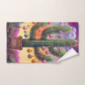 Noël dans le désert Sud-Ouest Saguaro Cactus (Serviette à main)