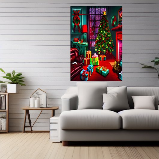 Noël dans le salon | AI Art Poster