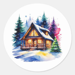 Noël dans les autocollants forestiers