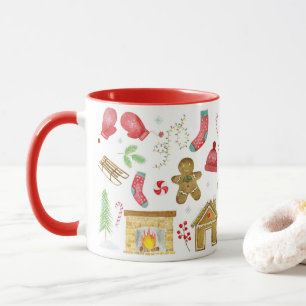 Noël dans une tasse avec des illustrations de Noël