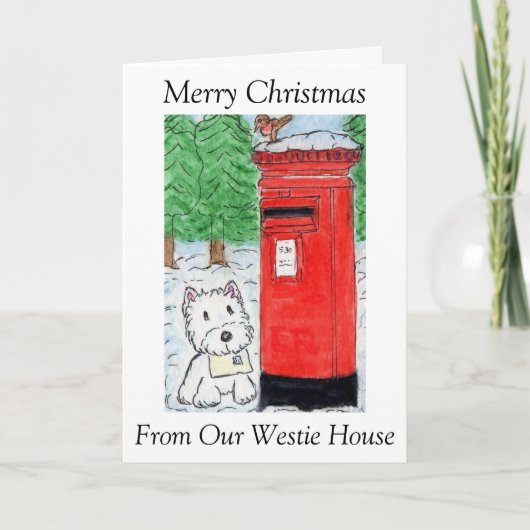 Noël de la carte de Noël de la maison Westie (Devant)