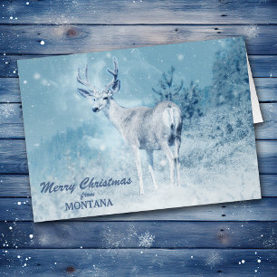 Noël de la carte de Noël des cerfs du Montana