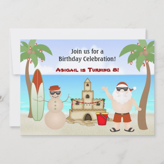 Noël de la plage de Cute Invitation (Devant)