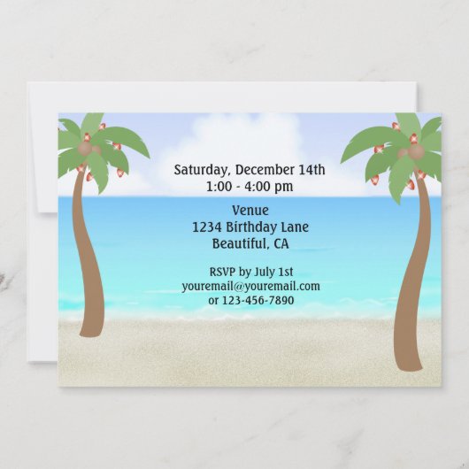 Noël de la plage de Cute Invitation (Dos)
