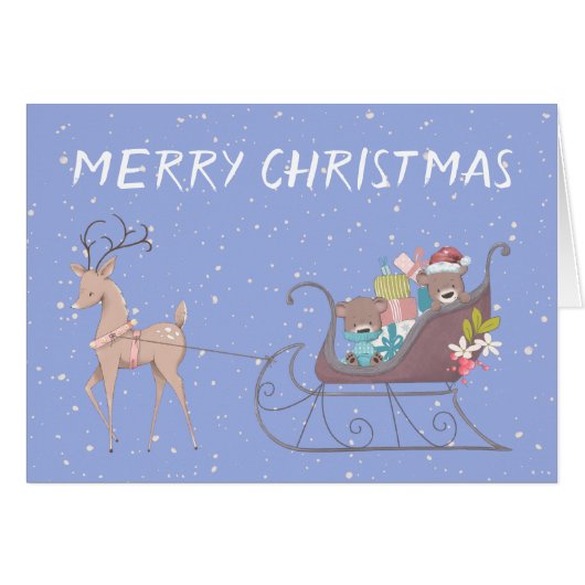 Noël de l'ours couché et renne (Devant horizontal)