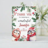 Noël de Pingouin mignon 2° Carte de remerciements  (Debout devant)