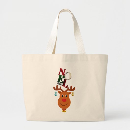 Noel Deer Bells Bauble Rudolf Sneeuwvlokken Kerstm Grote Tote Bag (Voorkant)